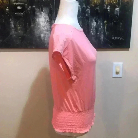 NWT Michael Michael Kors Blush Eyelet Shoulder Crop Top w/Wide Elastic Band XS - Picture 4 of 8